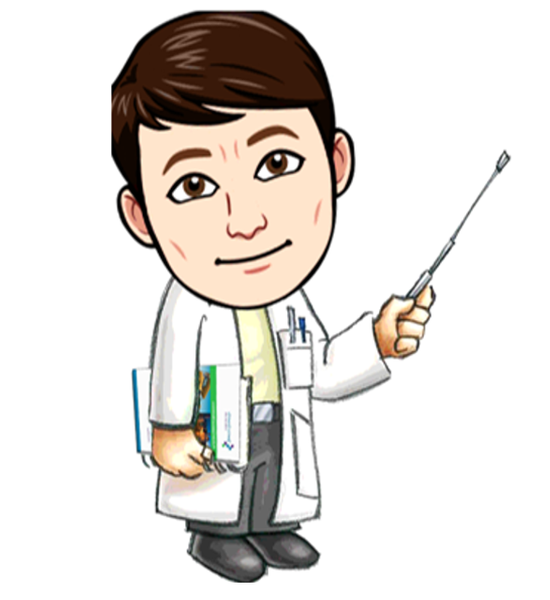 Drawing of a man in a lab coat with a pointer and a Spectro Scientific brochure under his arm